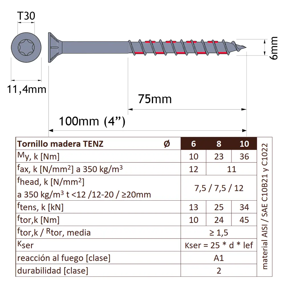 TENZ stairs 6/100 mm (4") 100uds
