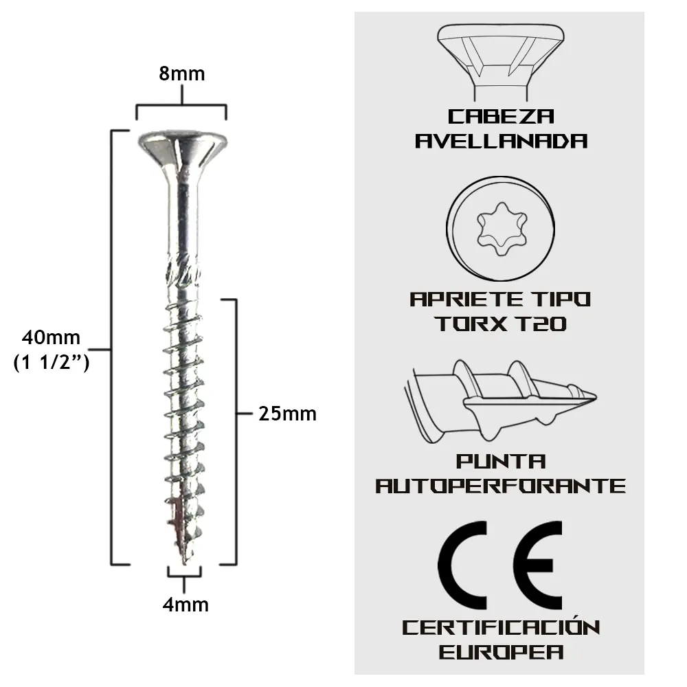 TurboKonig 4/40mm (1½") 500uds
