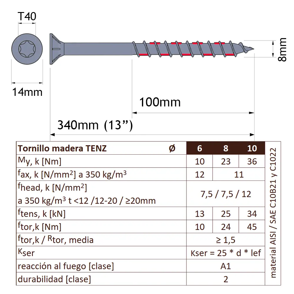 TENZ stairs 8/340 mm (13⅜") 50uds